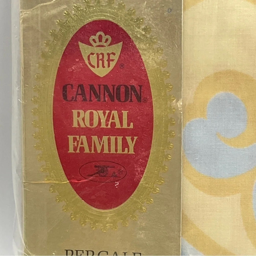 Vtg Cannon Royal Family Full Flat Sheet & Two Pillowcases String Of Pearls NOS